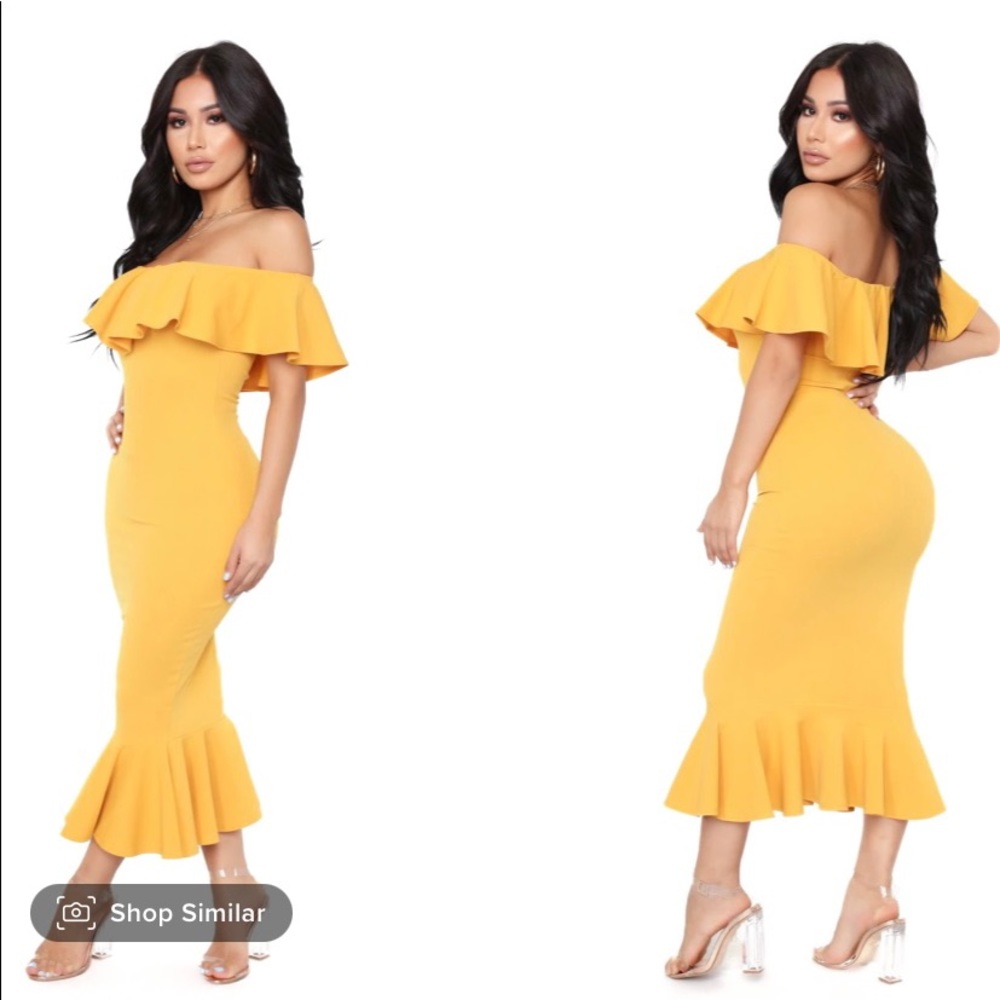 super fun midi off the shoulder dress